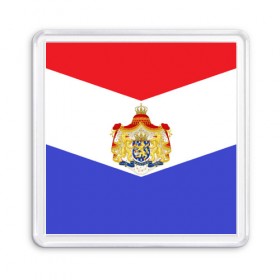 Магнит 55*55 с принтом Флаг и герб Голландии в Новосибирске, Пластик | Размер: 65*65 мм; Размер печати: 55*55 мм | Тематика изображения на принте: амстердам | голландия | европа