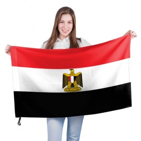 Флаг 3D с принтом Флаг и герб Египта в Новосибирске, 100% полиэстер | плотность ткани — 95 г/м2, размер — 67 х 109 см. Принт наносится с одной стороны | символ страна
