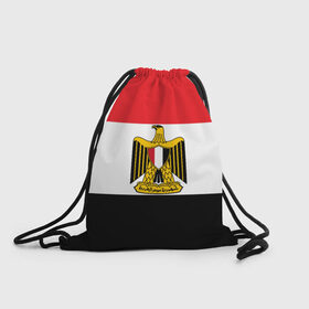 Рюкзак-мешок 3D с принтом Флаг и герб Египта в Новосибирске, 100% полиэстер | плотность ткани — 200 г/м2, размер — 35 х 45 см; лямки — толстые шнурки, застежка на шнуровке, без карманов и подкладки | символ страна