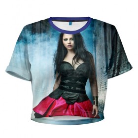 Женская футболка 3D укороченная с принтом Evanescence в Новосибирске, 100% полиэстер | круглая горловина, длина футболки до линии талии, рукава с отворотами | evanescence | fallen | the open door | джен маджура | иванесенс | тим маккорд | трой маклоухорн | уилл хант | эванесенс | эми ли
