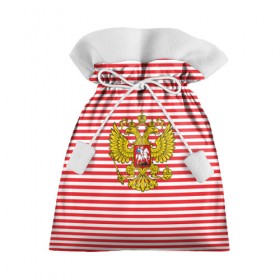 Подарочный 3D мешок с принтом Тельняшка ВВ и герб РФ в Новосибирске, 100% полиэстер | Размер: 29*39 см | Тематика изображения на принте: красный | полосатый