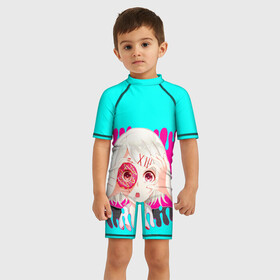 Детский купальный костюм 3D с принтом Tokyo Ghoul в Новосибирске, Полиэстер 85%, Спандекс 15% | застежка на молнии на спине | anime | ghoul | tokyo | tokyo ghoul | гуль