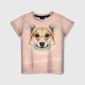 Детская футболка 3D с принтом Корги в Новосибирске, 100% гипоаллергенный полиэфир | прямой крой, круглый вырез горловины, длина до линии бедер, чуть спущенное плечо, ткань немного тянется | Тематика изображения на принте: вельш корги | как в рекламе | коржик | пемброк | собака | щенок