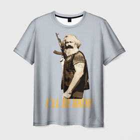 Мужская футболка 3D с принтом Карл Маркс в Новосибирске, 100% полиэфир | прямой крой, круглый вырез горловины, длина до линии бедер | карл | маркс | о.м.с.к. | революция | сссркапитал