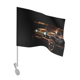 Флаг для автомобиля с принтом Jeep в Новосибирске, 100% полиэстер | Размер: 30*21 см | brand | car | chrysler | jeep | logo | usa | автомобиль | джип | крайслер | логотип | марка | сша