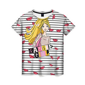 Женская футболка 3D с принтом Барби 8 в Новосибирске, 100% полиэфир ( синтетическое хлопкоподобное полотно) | прямой крой, круглый вырез горловины, длина до линии бедер | barbie | барби | девочка | девушка | кукла