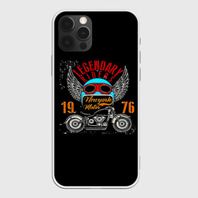 Чехол для iPhone 12 Pro Max с принтом Мото 1976 в Новосибирске, Силикон |  | 3d | legendary riders | riders | rock | авто | автомобильные | гонщик | дорога | колеса | крылья | мото | мотоциклы | рок