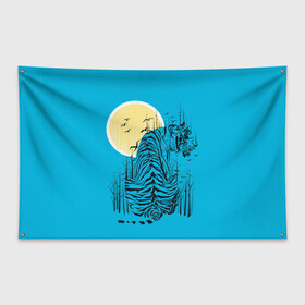 Флаг-баннер с принтом тигр в Новосибирске, 100% полиэстер | размер 67 х 109 см, плотность ткани — 95 г/м2; по краям флага есть четыре люверса для крепления | арт | бамбук | восток | графика | живопись | китай | луна | небо | ночь | полосы | птицы | рисунок | творчество | хищник | япония