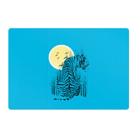 Магнитный плакат 3Х2 с принтом тигр в Новосибирске, Полимерный материал с магнитным слоем | 6 деталей размером 9*9 см | арт | бамбук | восток | графика | живопись | китай | луна | небо | ночь | полосы | птицы | рисунок | творчество | хищник | япония