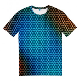 Мужская футболка 3D с принтом object grid в Новосибирске, 100% полиэфир | прямой крой, круглый вырез горловины, длина до линии бедер | dot | абстракция | метал | сетка | текстура
