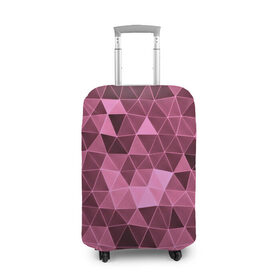 Чехол для чемодана 3D с принтом Розовые треугольники в Новосибирске, 86% полиэфир, 14% спандекс | двустороннее нанесение принта, прорези для ручек и колес | abstract | gray | lowpoly | polygon | triangle | абстракция | геометрия | полигоны | треугольники
