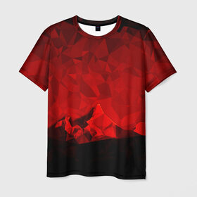 Мужская футболка 3D с принтом crystal abstract в Новосибирске, 100% полиэфир | прямой крой, круглый вырез горловины, длина до линии бедер | abstract | gray | lowpoly | polygon | triangle | абстракция | геометрия | полигоны | треугольники