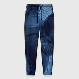 Мужские брюки 3D с принтом Lullaby blue в Новосибирске, 100% полиэстер | манжеты по низу, эластичный пояс регулируется шнурком, по бокам два кармана без застежек, внутренняя часть кармана из мелкой сетки | Тематика изображения на принте: волны | синий | темный