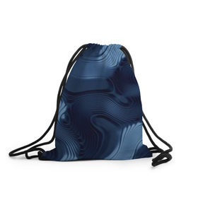 Рюкзак-мешок 3D с принтом Lullaby blue в Новосибирске, 100% полиэстер | плотность ткани — 200 г/м2, размер — 35 х 45 см; лямки — толстые шнурки, застежка на шнуровке, без карманов и подкладки | волны | синий | темный