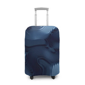 Чехол для чемодана 3D с принтом Lullaby blue в Новосибирске, 86% полиэфир, 14% спандекс | двустороннее нанесение принта, прорези для ручек и колес | Тематика изображения на принте: волны | синий | темный