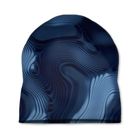Шапка 3D с принтом Lullaby blue в Новосибирске, 100% полиэстер | универсальный размер, печать по всей поверхности изделия | Тематика изображения на принте: волны | синий | темный