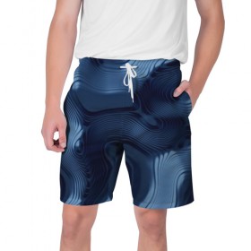 Мужские шорты 3D с принтом Lullaby blue в Новосибирске,  полиэстер 100% | прямой крой, два кармана без застежек по бокам. Мягкая трикотажная резинка на поясе, внутри которой широкие завязки. Длина чуть выше колен | Тематика изображения на принте: волны | синий | темный