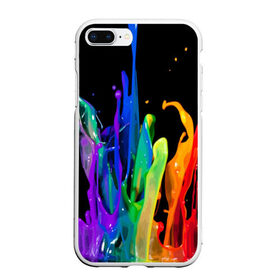 Чехол для iPhone 7Plus/8 Plus матовый с принтом Краски в Новосибирске, Силикон | Область печати: задняя сторона чехла, без боковых панелей | Тематика изображения на принте: background | black | bright | paint | rainbow | spectrum | splash | spray | брызги | всплеск | краски | радуга | спектр | фон | черный | яркие