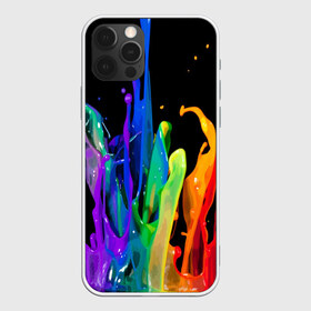 Чехол для iPhone 12 Pro Max с принтом Краски в Новосибирске, Силикон |  | background | black | bright | paint | rainbow | spectrum | splash | spray | брызги | всплеск | краски | радуга | спектр | фон | черный | яркие