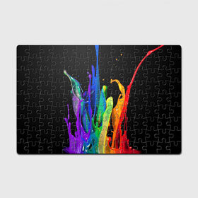 Пазл магнитный 126 элементов с принтом Краски в Новосибирске, полимерный материал с магнитным слоем | 126 деталей, размер изделия —  180*270 мм | Тематика изображения на принте: background | black | bright | paint | rainbow | spectrum | splash | spray | брызги | всплеск | краски | радуга | спектр | фон | черный | яркие