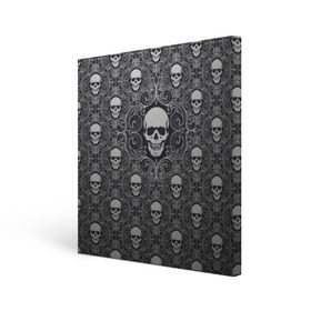 Холст квадратный с принтом Black Milk - Skulls - Черепа в Новосибирске, 100% ПВХ |  | black milk | metall | pattern | rock | skulls | патерн | узор | череп | черепа | черная