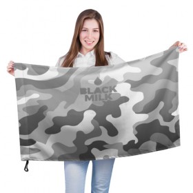 Флаг 3D с принтом Black Milk Серый Камуфляж в Новосибирске, 100% полиэстер | плотность ткани — 95 г/м2, размер — 67 х 109 см. Принт наносится с одной стороны | black milk | camo | camouflage | gray | pattern | камо | кмуфляж | серый | узор | черное молоко