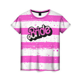 Женская футболка 3D с принтом Bride Барби в Новосибирске, 100% полиэфир ( синтетическое хлопкоподобное полотно) | прямой крой, круглый вырез горловины, длина до линии бедер | badgirl | barbie | beach party | beaches | bride | crew | girl | girlfriends | henparty | pink | power | princess | real girls | superbride | team | девичник | для влюбленных | для подруг | замуж | море | невеста | отдых | пляж | пляжная вечеринка | подру