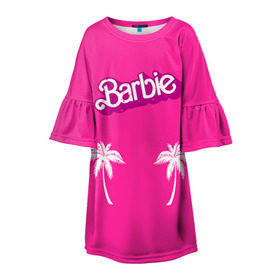 Детское платье 3D с принтом Barbie пальмы в Новосибирске, 100% полиэстер | прямой силуэт, чуть расширенный к низу. Круглая горловина, на рукавах — воланы | badgirl | barbie | beach party | beaches | bride | crew | girl | girlfriends | henparty | pink | power | princess | real girls | superbride | team | девичник | для влюбленных | для подруг | замуж | море | невеста | отдых | пляж | пляжная вечеринка | подру