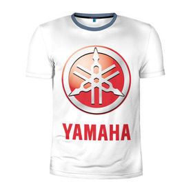 Мужская футболка 3D спортивная с принтом Yamaha в Новосибирске, 100% полиэстер с улучшенными характеристиками | приталенный силуэт, круглая горловина, широкие плечи, сужается к линии бедра | brand | car | japanese | logo | motorcycle | sign | yamaha | автомобиль | знак | логотип | марка | мотоцикл | ямаха | японская