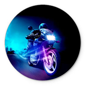 Коврик круглый с принтом Мотоциклист в Новосибирске, резина и полиэстер | круглая форма, изображение наносится на всю лицевую часть | city | light | motocross | motorcycle | motorcyclist | night | silhouette | speed | город | мотокросс | мотоцикл | мотоциклист | ночь | свет | силуэт | скорость