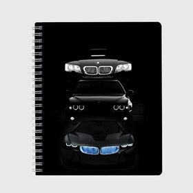 Тетрадь с принтом BMW в Новосибирске, 100% бумага | 48 листов, плотность листов — 60 г/м2, плотность картонной обложки — 250 г/м2. Листы скреплены сбоку удобной пружинной спиралью. Уголки страниц и обложки скругленные. Цвет линий — светло-серый
 | Тематика изображения на принте: bmw | авто | бмв | магина | марка