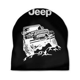 Шапка 3D с принтом Jeep в Новосибирске, 100% полиэстер | универсальный размер, печать по всей поверхности изделия | автомобиль | джип | марка | машина