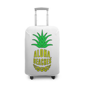 Чехол для чемодана 3D с принтом Aloha, Beachess в Новосибирске, 86% полиэфир, 14% спандекс | двустороннее нанесение принта, прорези для ручек и колес | aloha | beaches | bride | ананас | девичник | невеста | пляж | пляжная вечеринка | тропики | фрукты