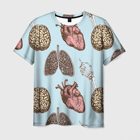 Мужская футболка 3D с принтом Органы в Новосибирске, 100% полиэфир | прямой крой, круглый вырез горловины, длина до линии бедер | Тематика изображения на принте: doctor | врач | доктор | кости | кость | легкие | медик | медицина | мозг | орган | органы | сердце | скелет