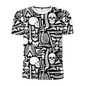 Мужская футболка 3D спортивная с принтом Кости в Новосибирске, 100% полиэстер с улучшенными характеристиками | приталенный силуэт, круглая горловина, широкие плечи, сужается к линии бедра | Тематика изображения на принте: doctor | анатомия | врач | доктор | кости | кость | медик | медицина | скелет | череп
