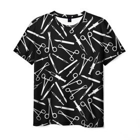 Мужская футболка 3D с принтом Шприцы в Новосибирске, 100% полиэфир | прямой крой, круглый вырез горловины, длина до линии бедер | Тематика изображения на принте: doctor | врач | доктор | инструмент | медик | медицина | скальпель
