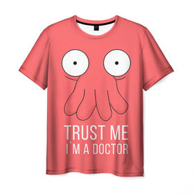 Мужская футболка 3D с принтом Доктор в Новосибирске, 100% полиэфир | прямой крой, круглый вырез горловины, длина до линии бедер | Тематика изображения на принте: doctor | futurama | trust me | верь мне | врач | доктор | зойдберг | медик | медицина | футурама