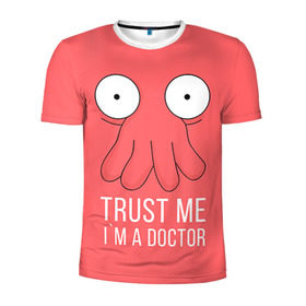 Мужская футболка 3D спортивная с принтом Доктор в Новосибирске, 100% полиэстер с улучшенными характеристиками | приталенный силуэт, круглая горловина, широкие плечи, сужается к линии бедра | doctor | futurama | trust me | верь мне | врач | доктор | зойдберг | медик | медицина | футурама