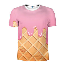 Мужская футболка 3D спортивная с принтом Black Milk Мороженое Стаканчик в Новосибирске, 100% полиэстер с улучшенными характеристиками | приталенный силуэт, круглая горловина, широкие плечи, сужается к линии бедра | Тематика изображения на принте: ice cream | мороженое | рожок | стаканчик | эскимо