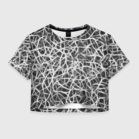Женская футболка 3D укороченная с принтом Нервы в Новосибирске, 100% полиэстер | круглая горловина, длина футболки до линии талии, рукава с отворотами | 
