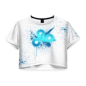 Женская футболка 3D укороченная с принтом cs:go - Cloud9 (White collection) в Новосибирске, 100% полиэстер | круглая горловина, длина футболки до линии талии, рукава с отворотами | 0x000000123 | cloud9 | cs go | white | кс го