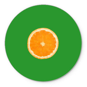 Коврик круглый с принтом Низкополигональный апельсин в Новосибирске, резина и полиэстер | круглая форма, изображение наносится на всю лицевую часть | Тематика изображения на принте: lowpoly | polygonal | апельсин | зеленый | оранджевый | полигон | полигональный | полигоны | яркий
