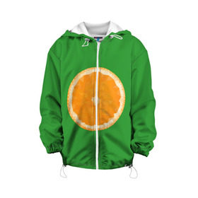 Детская куртка 3D с принтом Низкополигональный апельсин в Новосибирске, 100% полиэстер | застежка — молния, подол и капюшон оформлены резинкой с фиксаторами, по бокам — два кармана без застежек, один потайной карман на груди, плотность верхнего слоя — 90 г/м2; плотность флисового подклада — 260 г/м2 | Тематика изображения на принте: lowpoly | polygonal | апельсин | зеленый | оранджевый | полигон | полигональный | полигоны | яркий