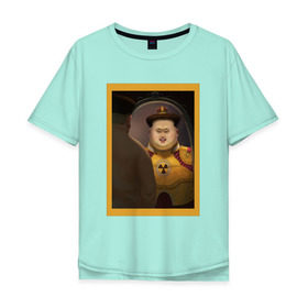 Мужская футболка хлопок Oversize с принтом Счастливый Ким в Новосибирске, 100% хлопок | свободный крой, круглый ворот, “спинка” длиннее передней части | ким чен ын | северная корея