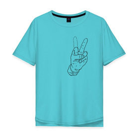 Мужская футболка хлопок Oversize с принтом Недофак в Новосибирске, 100% хлопок | свободный крой, круглый ворот, “спинка” длиннее передней части | v | виктори | пис | средний палец