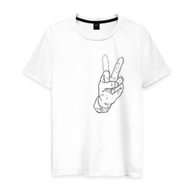 Мужская футболка хлопок с принтом Недофак в Новосибирске, 100% хлопок | прямой крой, круглый вырез горловины, длина до линии бедер, слегка спущенное плечо. | v | виктори | пис | средний палец