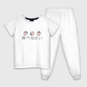 Детская пижама хлопок с принтом strawberry в Новосибирске, 100% хлопок |  брюки и футболка прямого кроя, без карманов, на брюках мягкая резинка на поясе и по низу штанин
 | japan | strawberry | клубника | япония