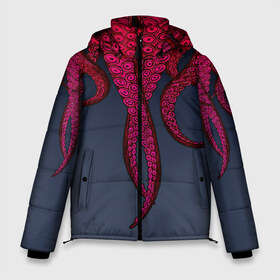 Мужская зимняя куртка 3D с принтом Щупальцы Осьминога в Новосибирске, верх — 100% полиэстер; подкладка — 100% полиэстер; утеплитель — 100% полиэстер | длина ниже бедра, свободный силуэт Оверсайз. Есть воротник-стойка, отстегивающийся капюшон и ветрозащитная планка. 

Боковые карманы с листочкой на кнопках и внутренний карман на молнии. | кальмар | осьминог | щупальца