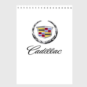 Скетчбук с принтом Cadillac в Новосибирске, 100% бумага
 | 48 листов, плотность листов — 100 г/м2, плотность картонной обложки — 250 г/м2. Листы скреплены сверху удобной пружинной спиралью | Тематика изображения на принте: авто | кадиллак | марка | машина