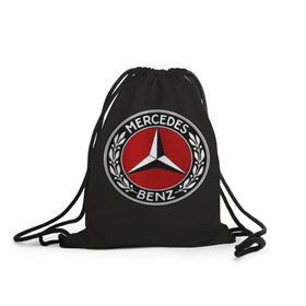 Рюкзак-мешок 3D с принтом Mercedes-Benz в Новосибирске, 100% полиэстер | плотность ткани — 200 г/м2, размер — 35 х 45 см; лямки — толстые шнурки, застежка на шнуровке, без карманов и подкладки | car | germany | logo | make | mercedes benz | автомобиль | германия | логотип | марка | мерседес бенц